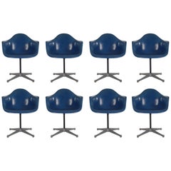 Midcentury Charles Eames Herman Miller Fiberglass Dining Chairs in Royal Blue