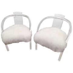 Midcentury Charles Hollis Jones Lucite Acrylic Chairs, Pair