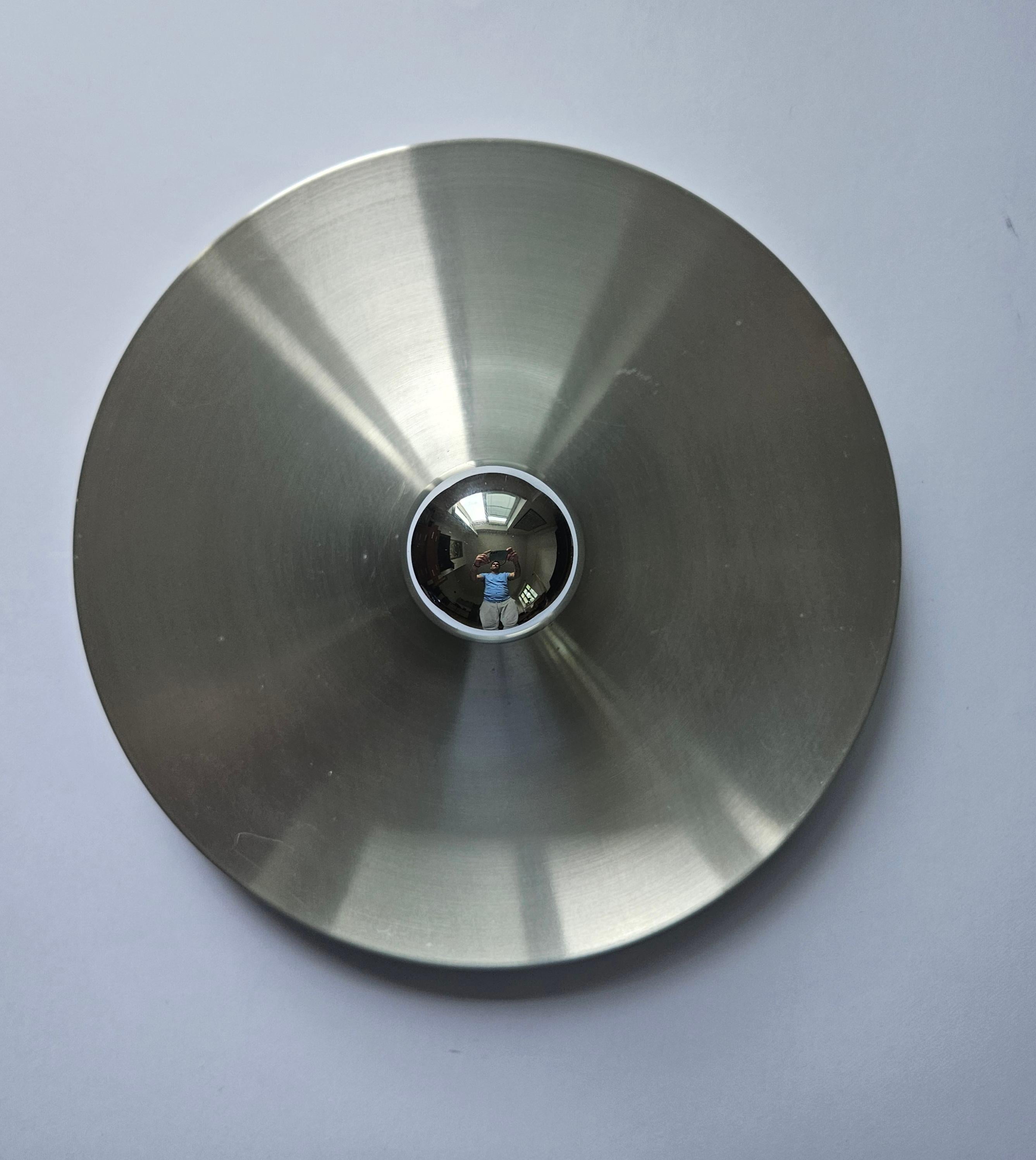 Midcentury Charlotte Perriand Aluminum Wall or Ceiling Flushmount, Germany 1960s For Sale 7