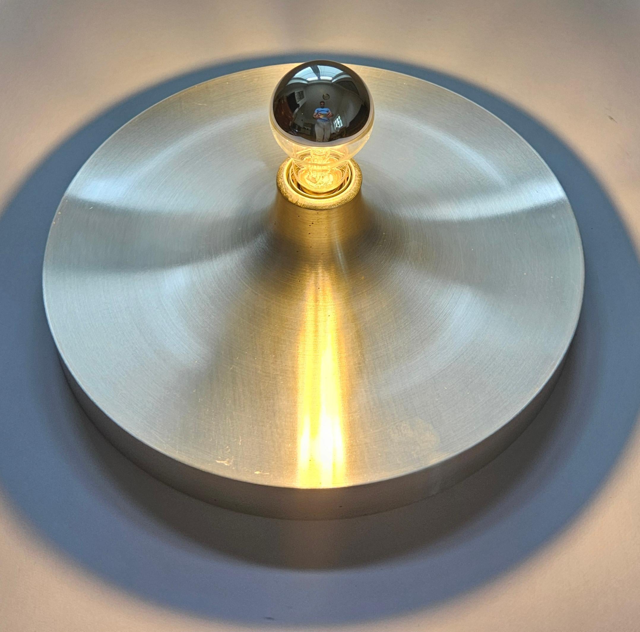 Midcentury Charlotte Perriand Aluminum Wall or Ceiling Flushmount, Germany 1960s In Good Condition For Sale In Praha, CZ