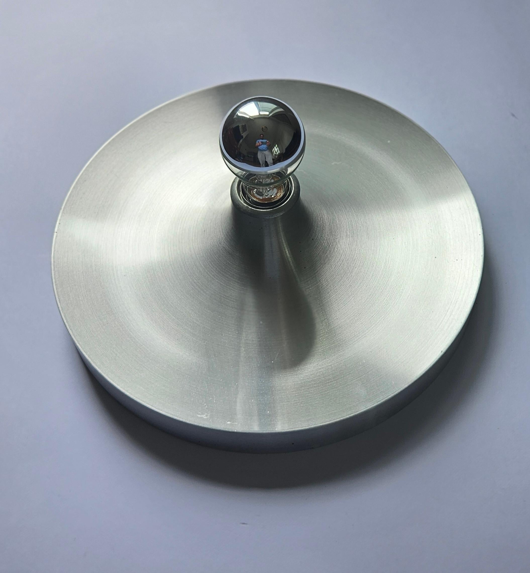 Midcentury Charlotte Perriand Aluminum Wall or Ceiling Flushmount, Germany 1960s For Sale 2