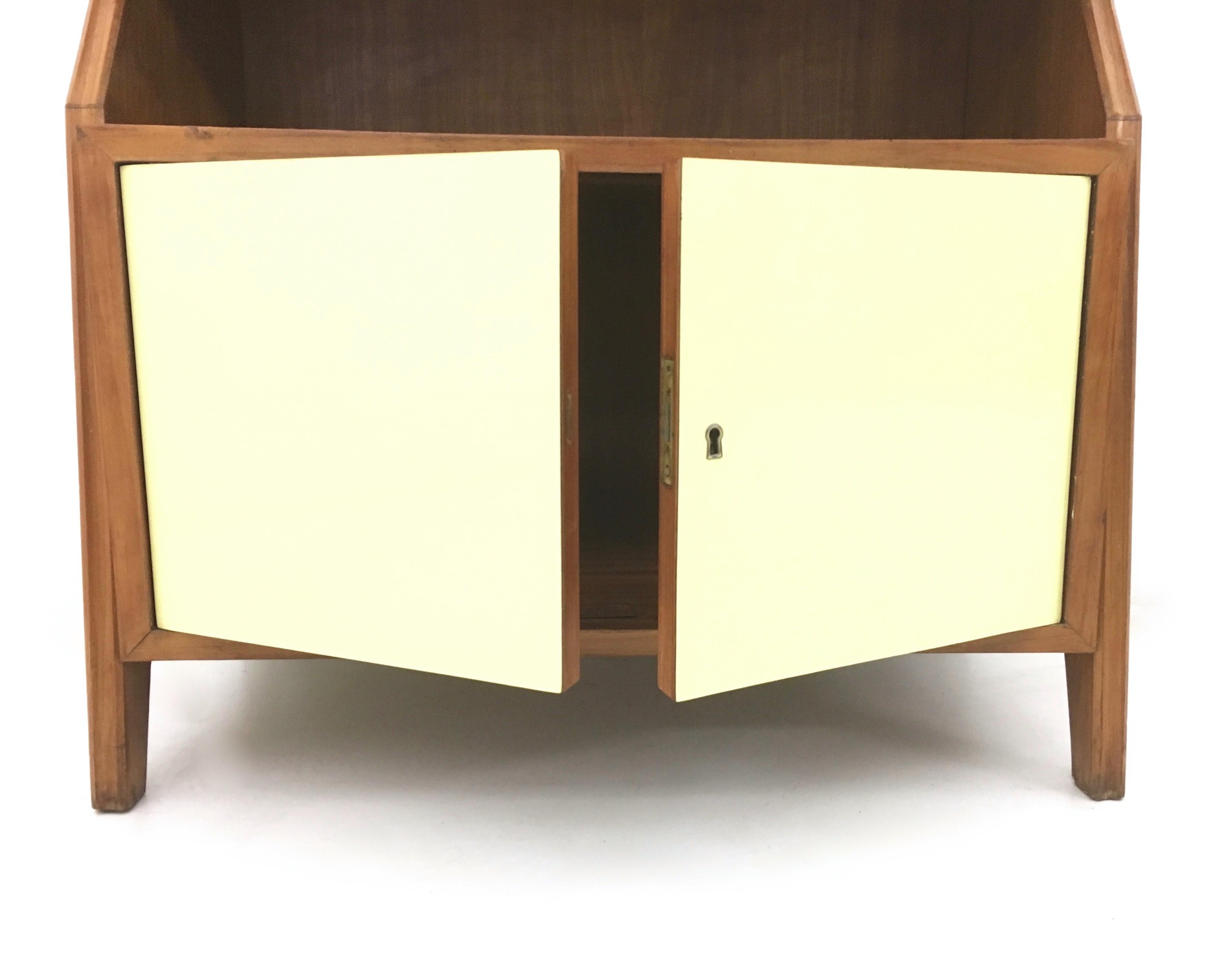 Mid-Century Modern Vintage Wood and Light Yellow Formica Cabinet, Italy