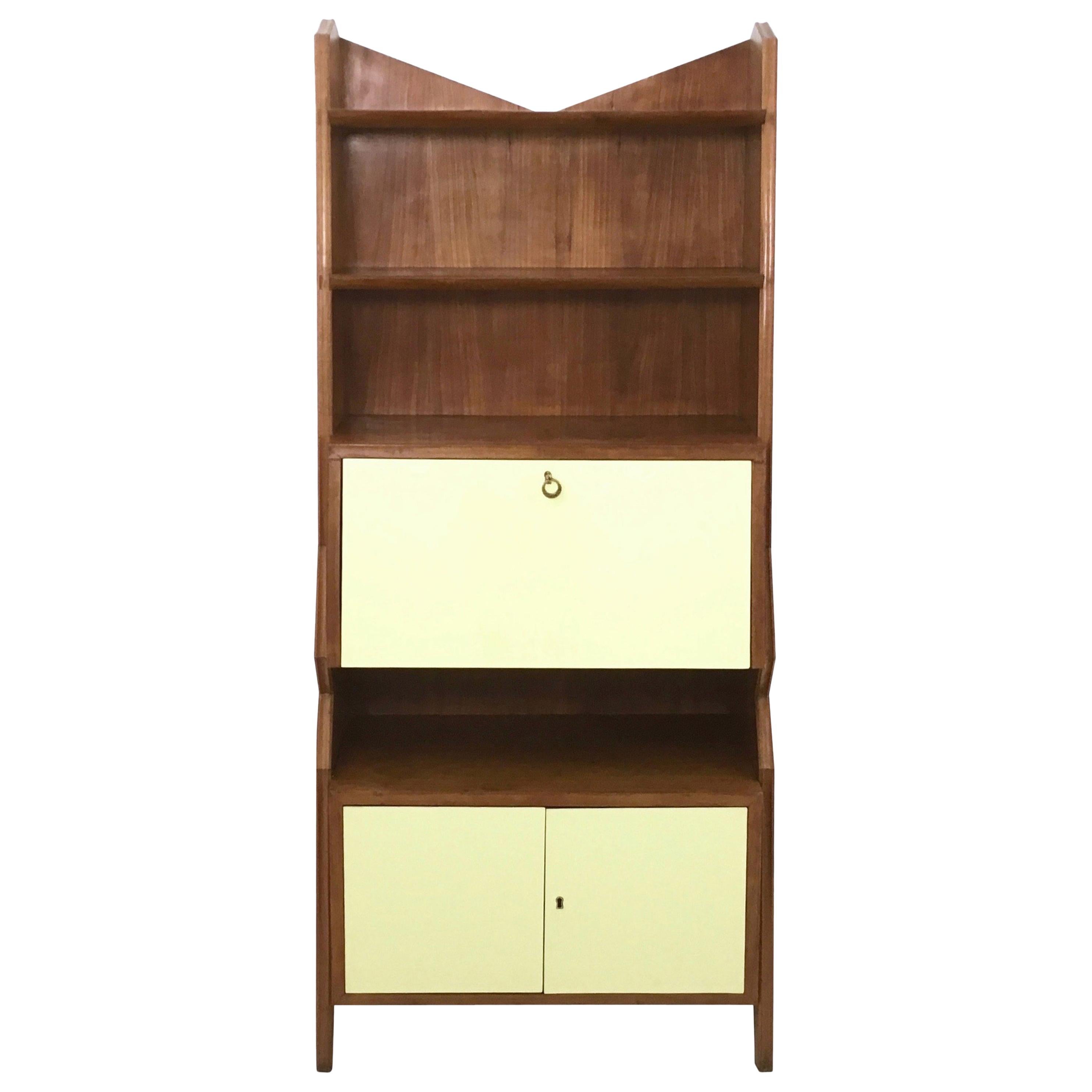 Vintage Wood and Light Yellow Formica Cabinet, Italy
