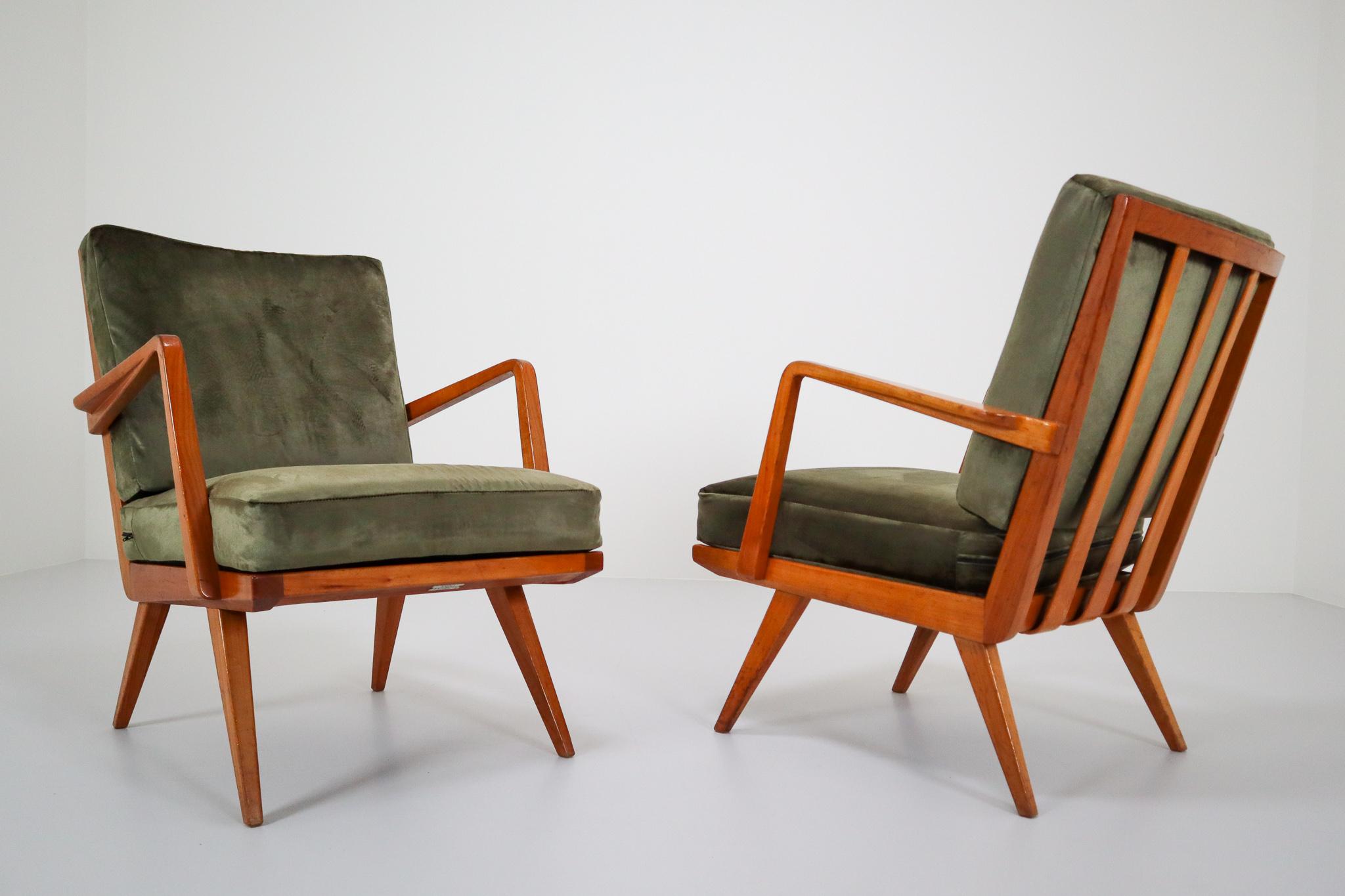 Midcentury Cherry Armchairs Designed by Walter Knoll 