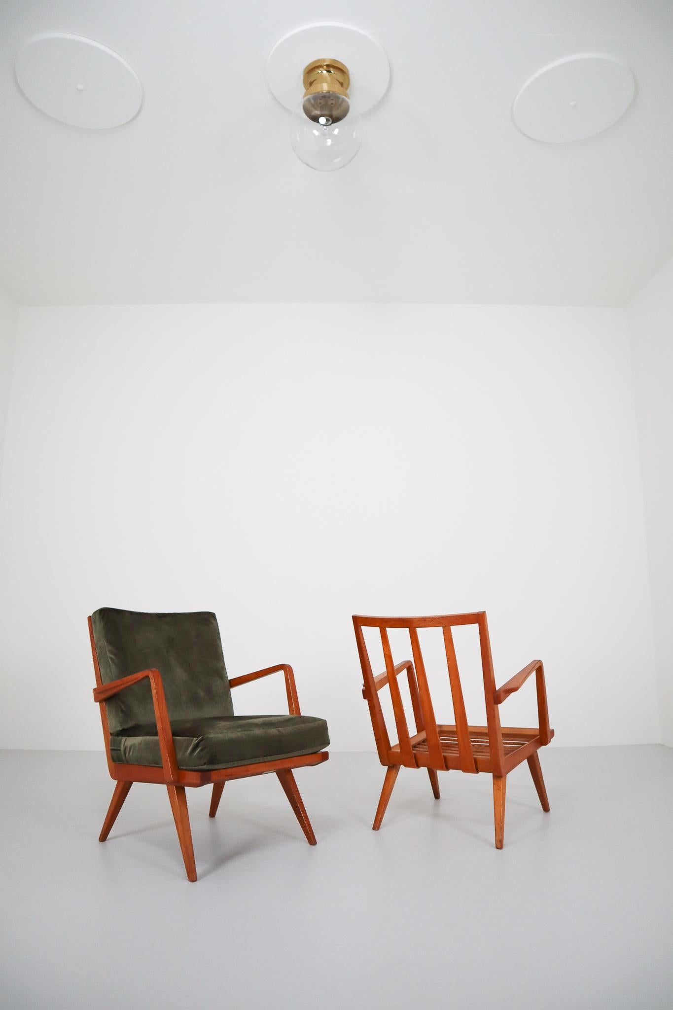 Midcentury Cherry Armchairs Designed by Walter Knoll 