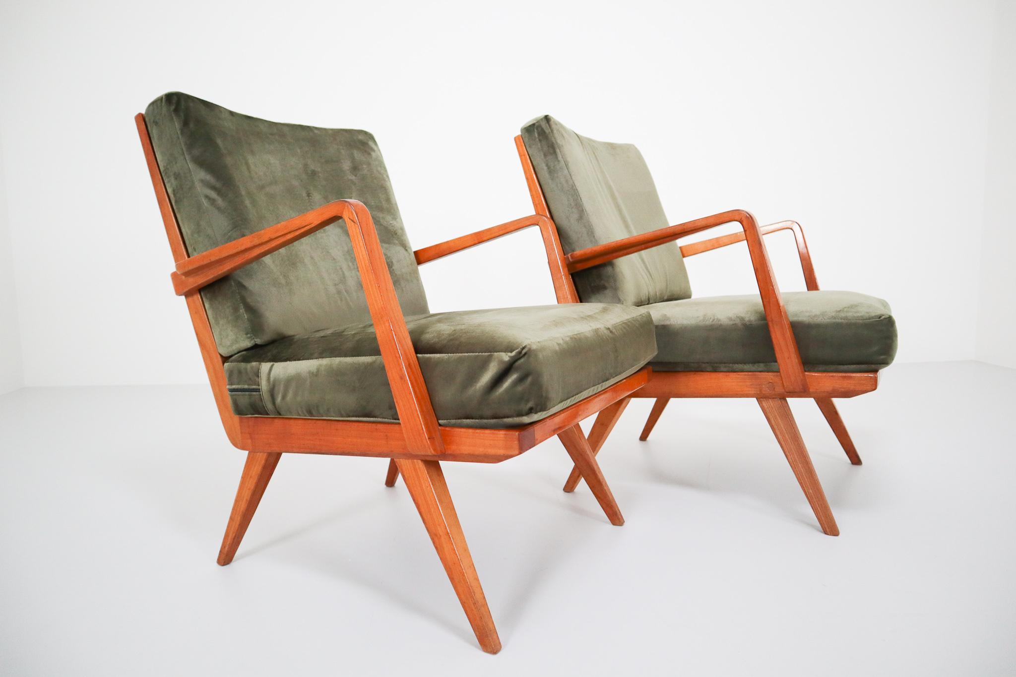 Mid-Century Modern Midcentury Cherry Armchairs Designed by Walter Knoll 