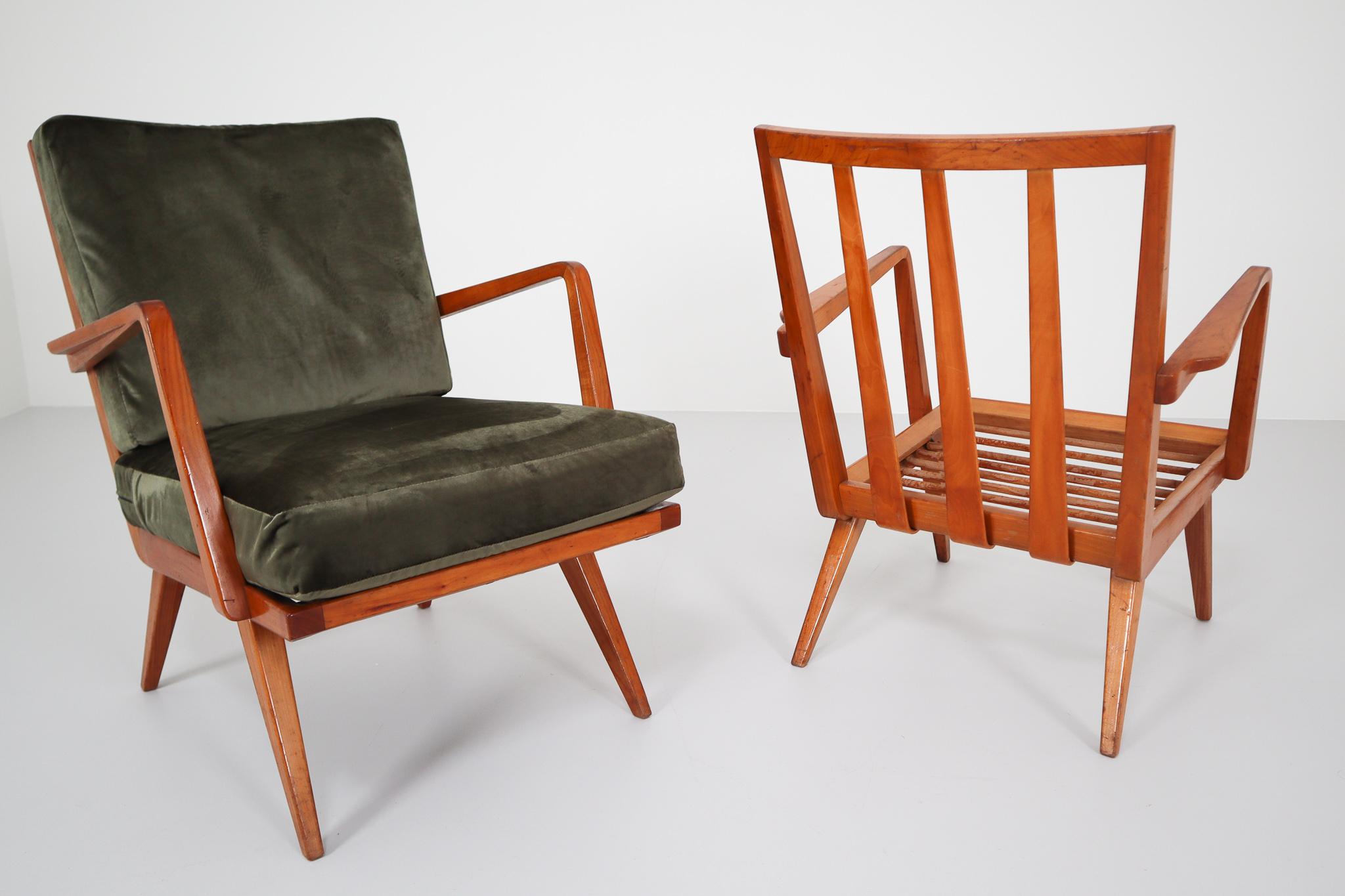 Midcentury Cherry Armchairs Designed by Walter Knoll 