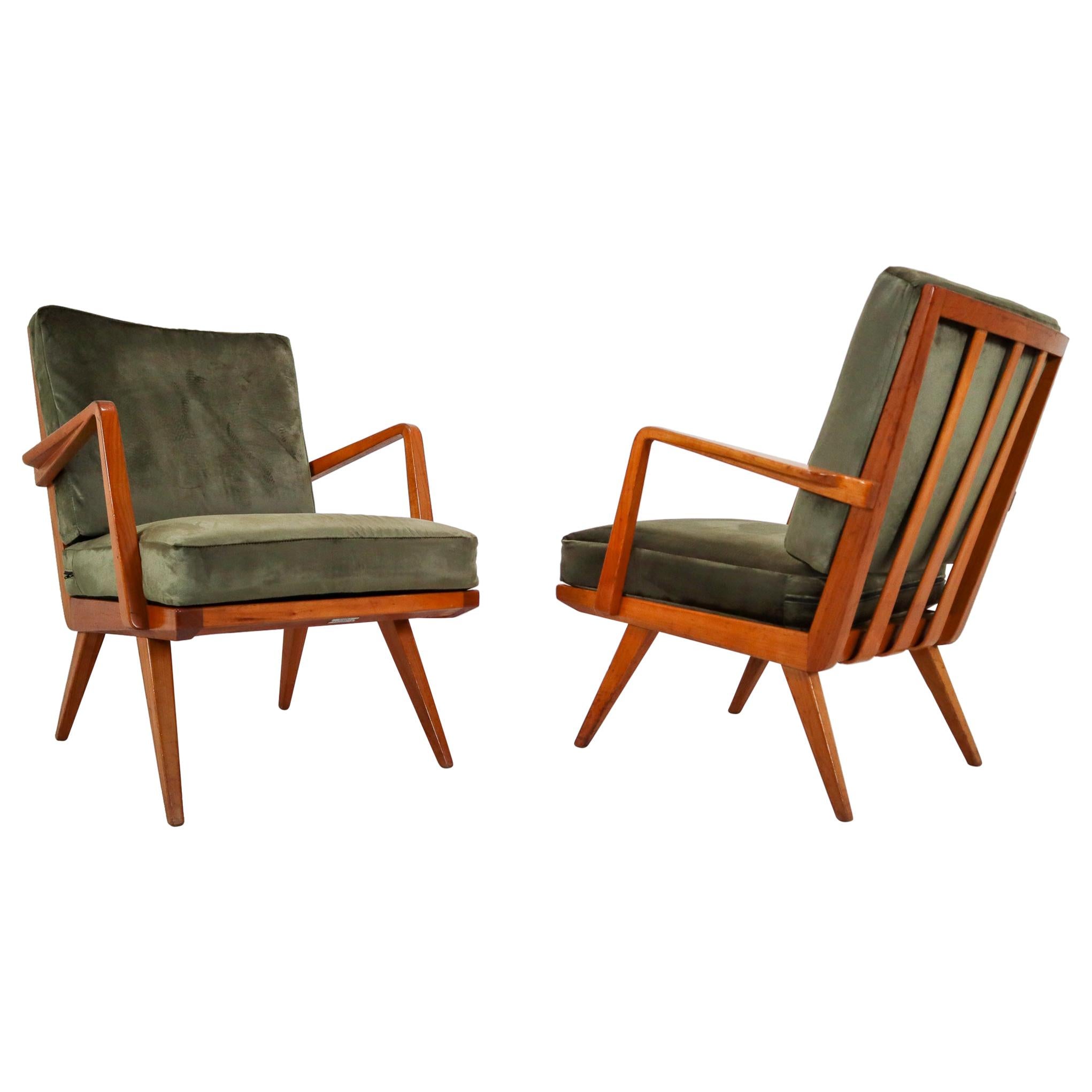 Midcentury Cherry Armchairs Designed by Walter Knoll "Antimott", Germany, 1950s