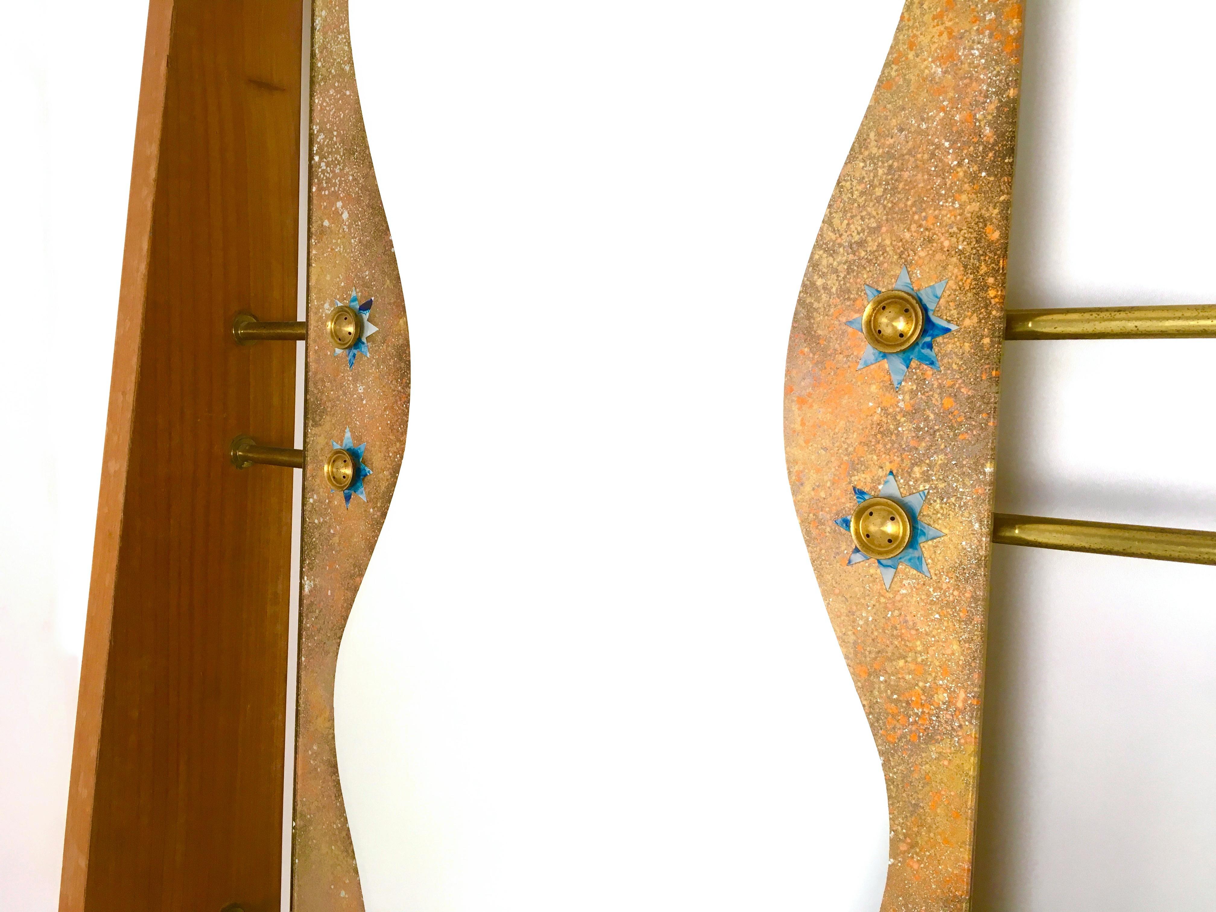 Mid-Century Modern Vintage Cherry Veneer Entryway Coat Rack with Mirror, Italy For Sale
