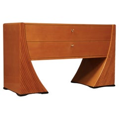 Commode e cassettiera italiana in legno di ciliegio e ottone del MidCentury, 1950