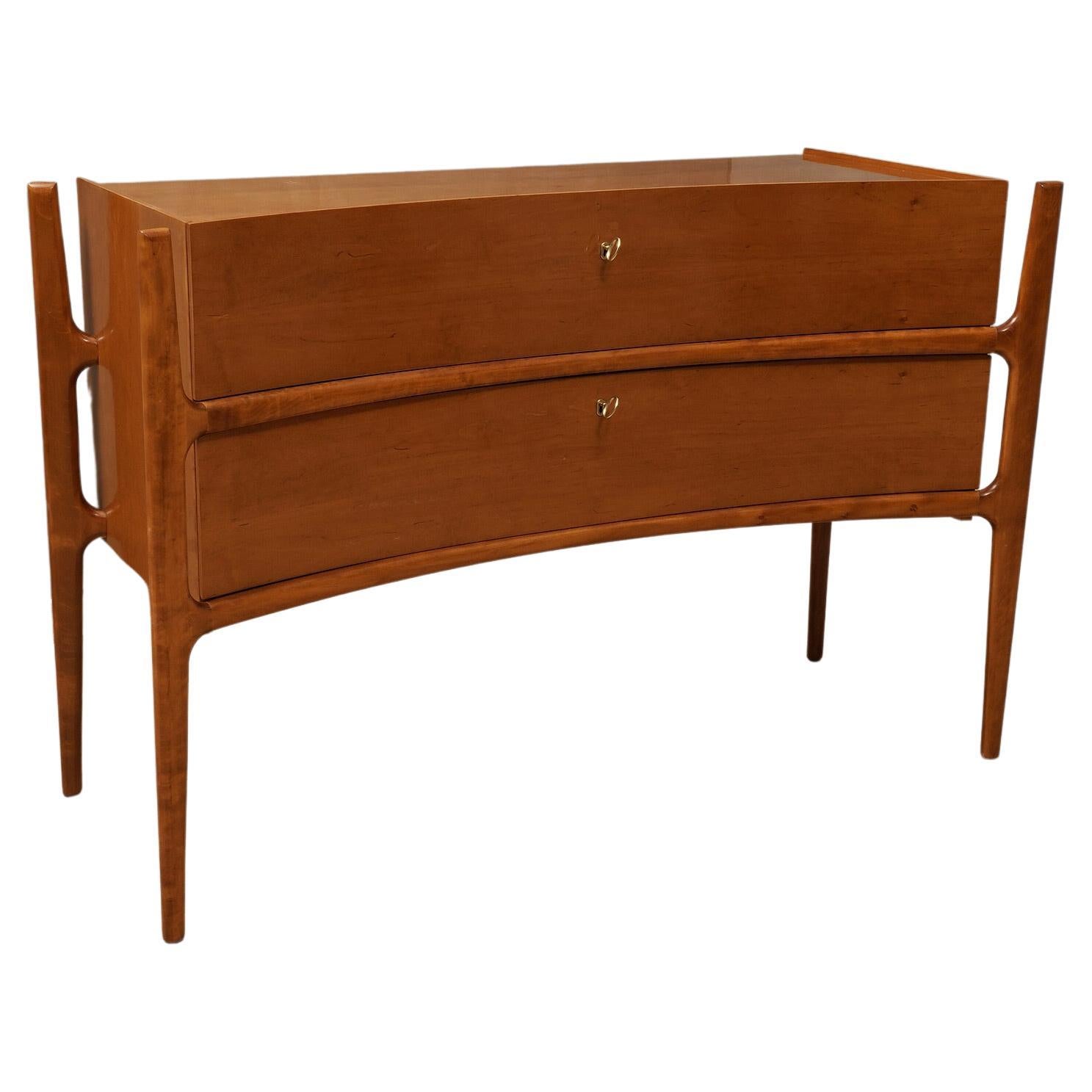 Commode e cassettiera italiana in legno di ciliegio e ottone del MidCentury, 1970 in vendita