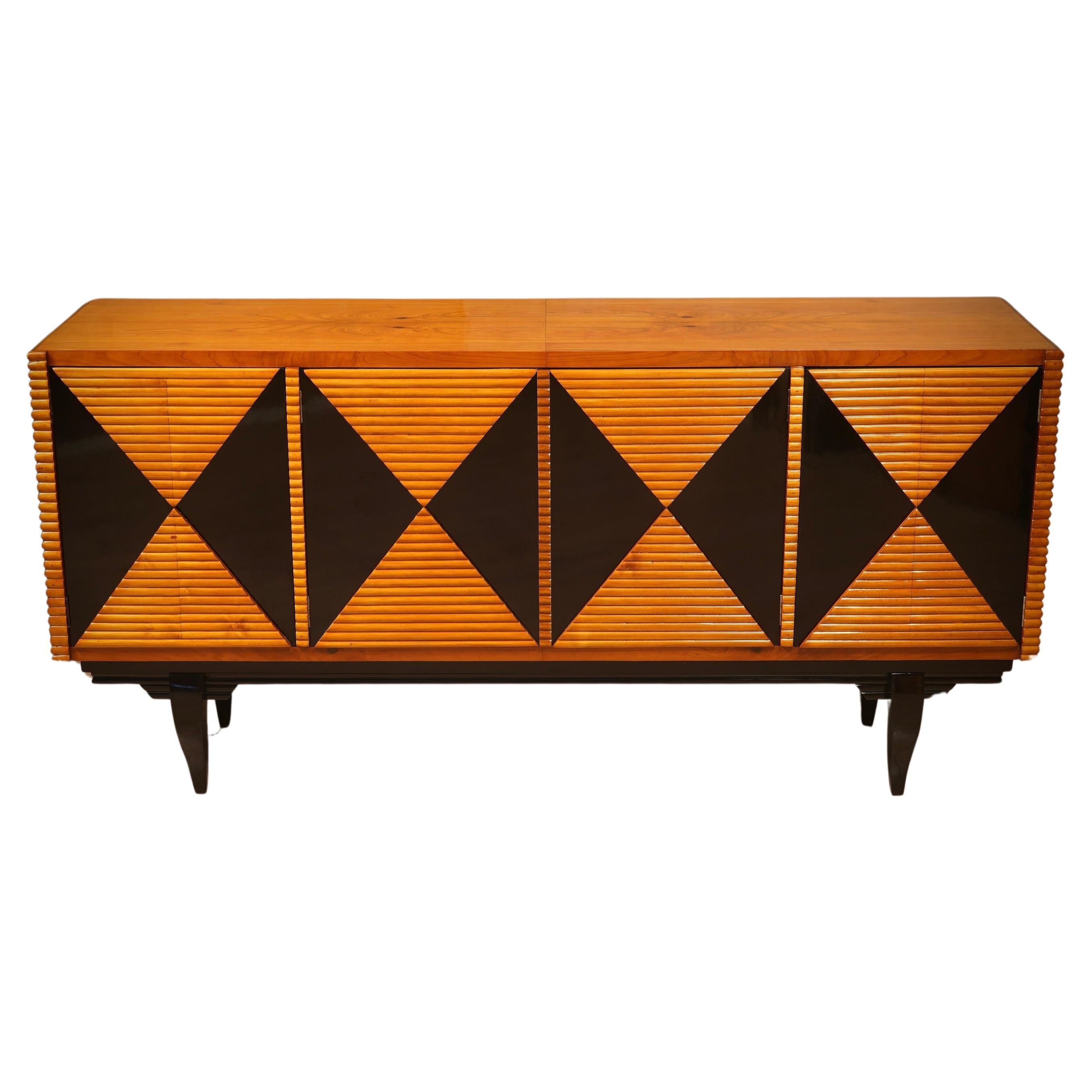 MidCentury Cherry Wood Italian Sideboard Credenza Buffet, 1950 For Sale