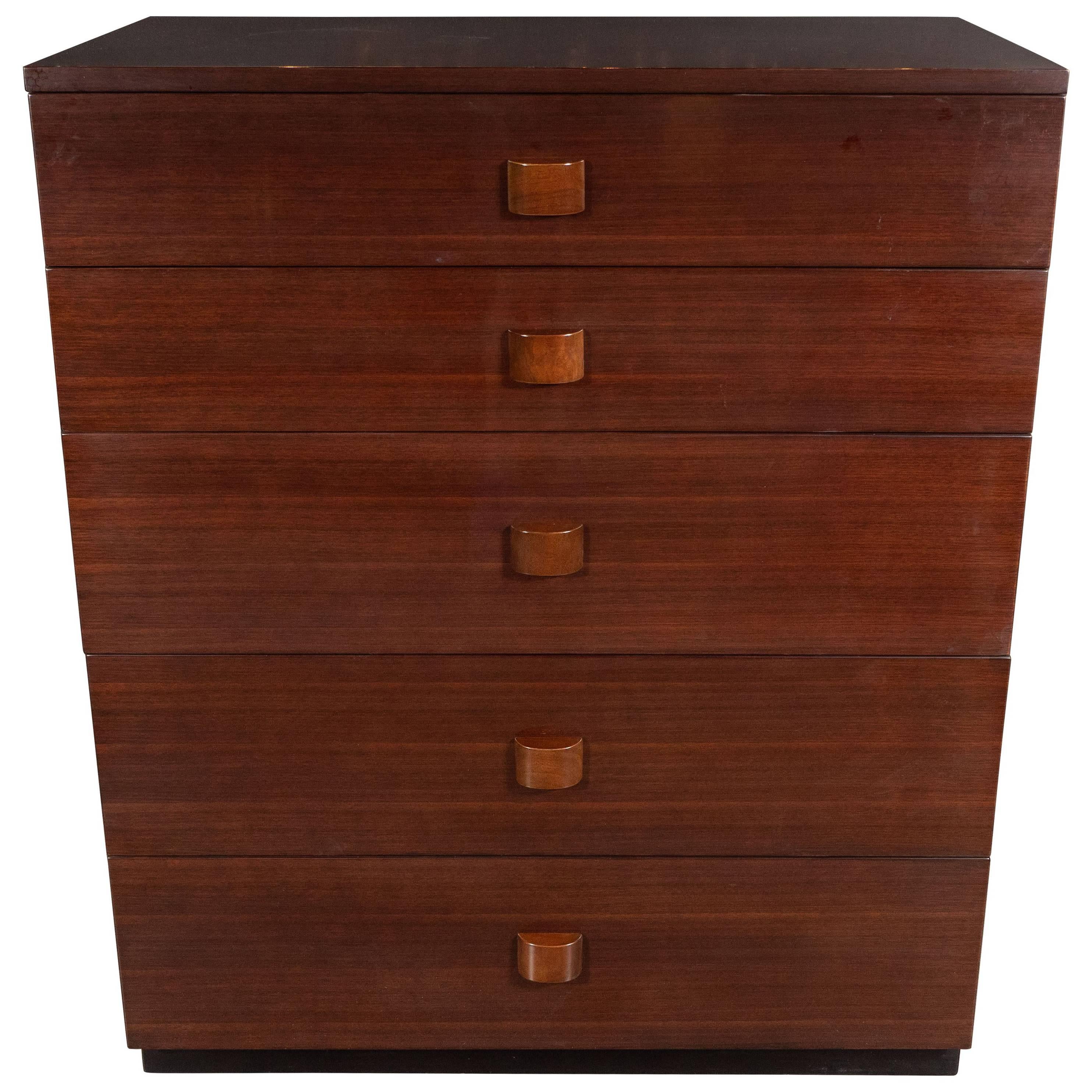 Midcentury Chest in Bookmatched Walnut by Gilbert Rohde for Herman Miller