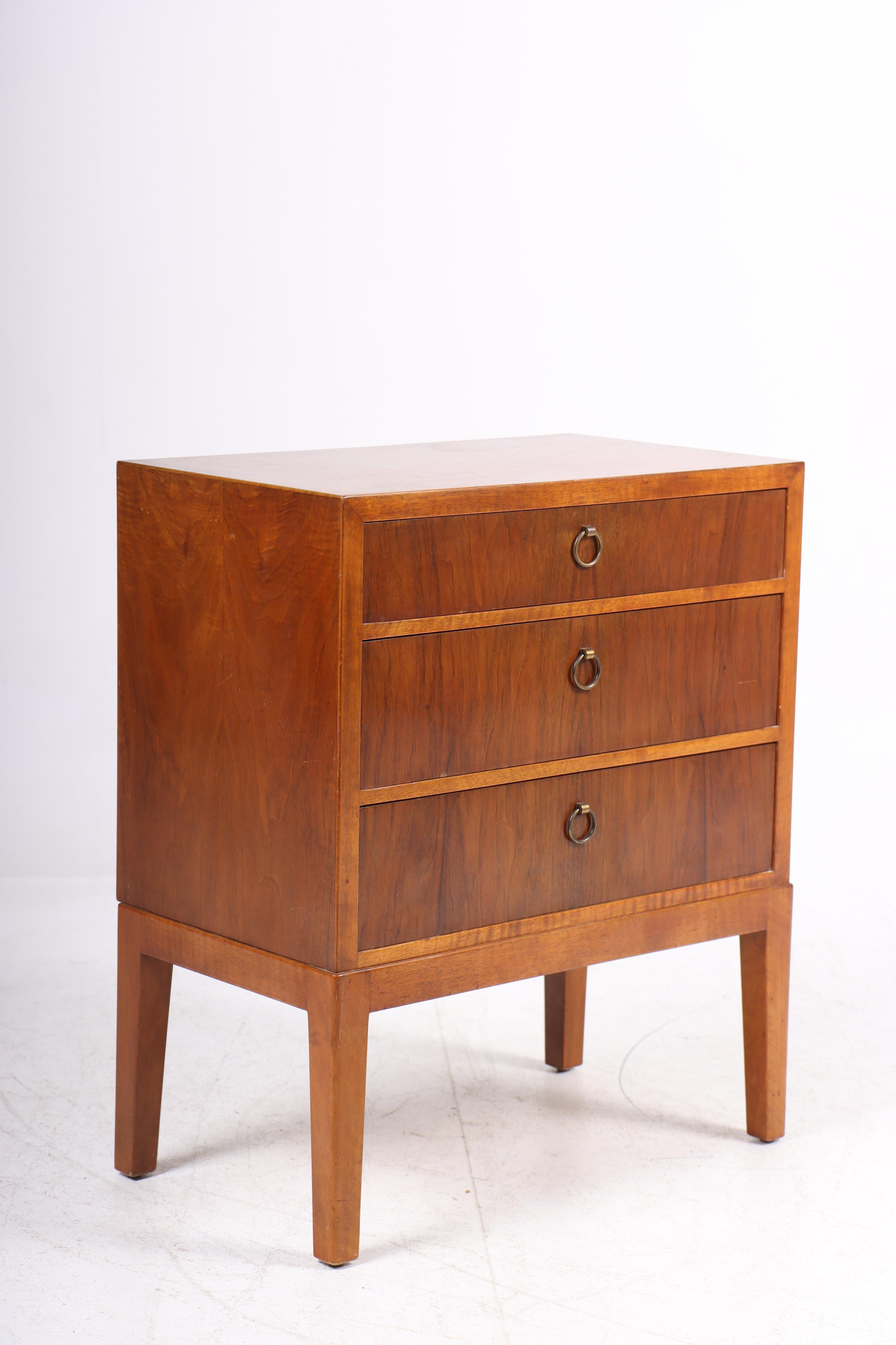 Rare chest of drawers in walnut. Designed and made by Thorald Madsen. Great condition.