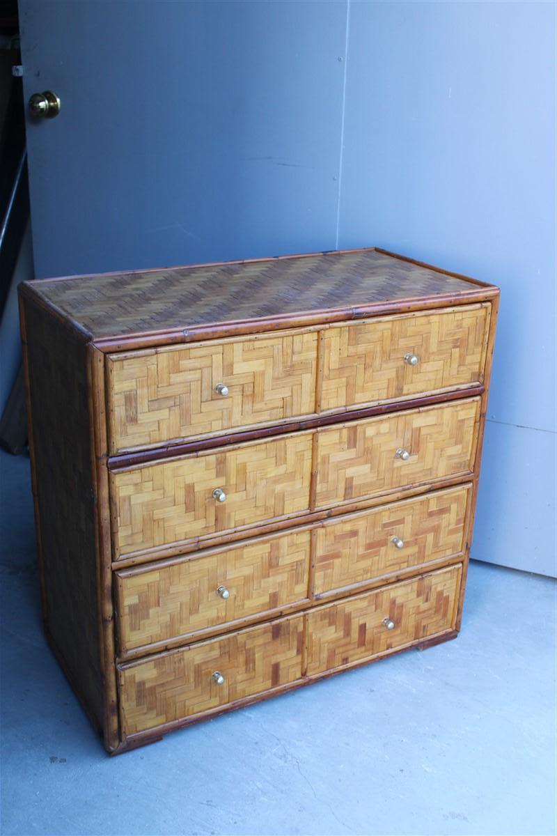Midcentury Chest of Drawers in Bamboo Brass Italian 1950s For Sale 5