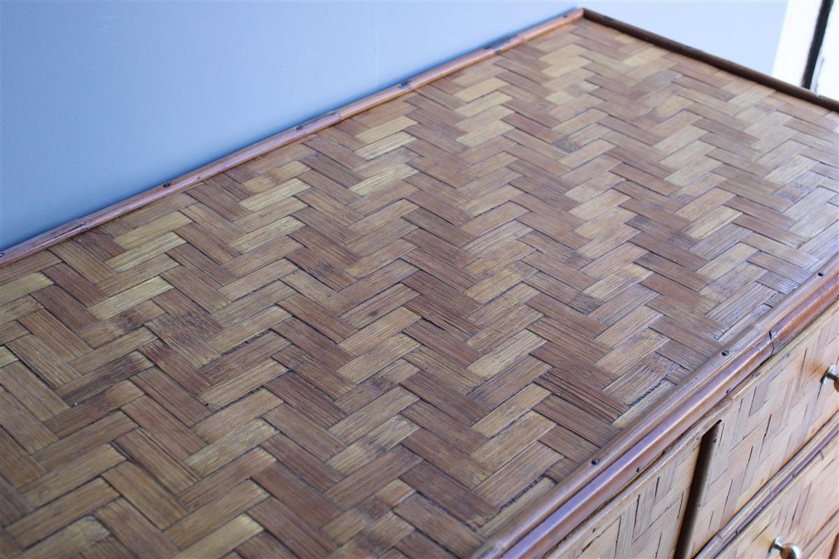 Midcentury Chest of Drawers in Bamboo Brass Italian 1950s For Sale 11