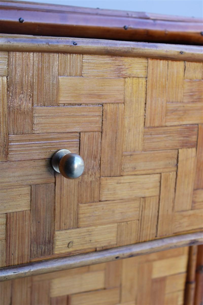 Midcentury Chest of Drawers in Bamboo Brass Italian 1950s For Sale 3