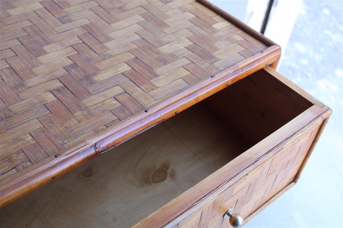 Midcentury Chest of Drawers in Bamboo Brass Italian 1950s For Sale 4