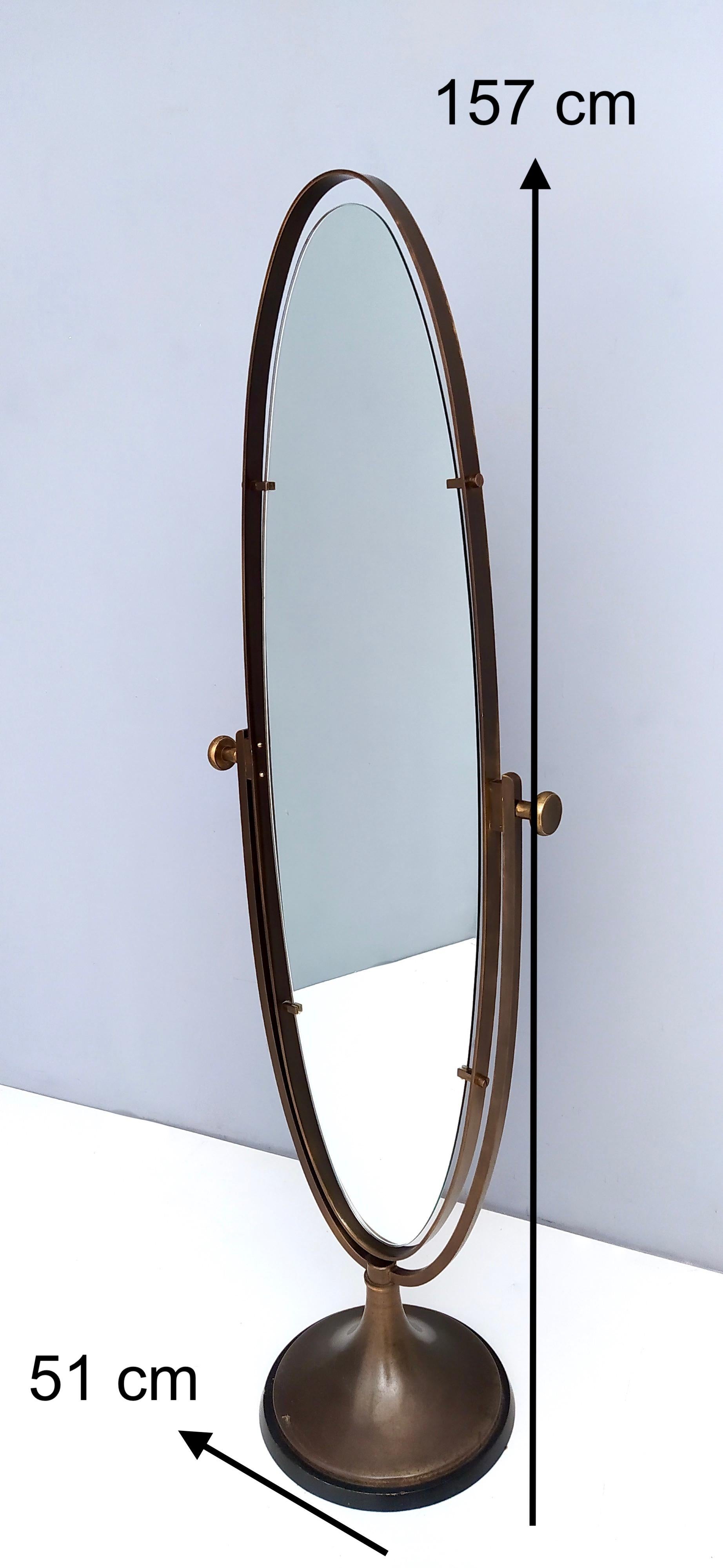 Vintage Oval Cheval Mirror with Brass and Metal Frame, Italy 4