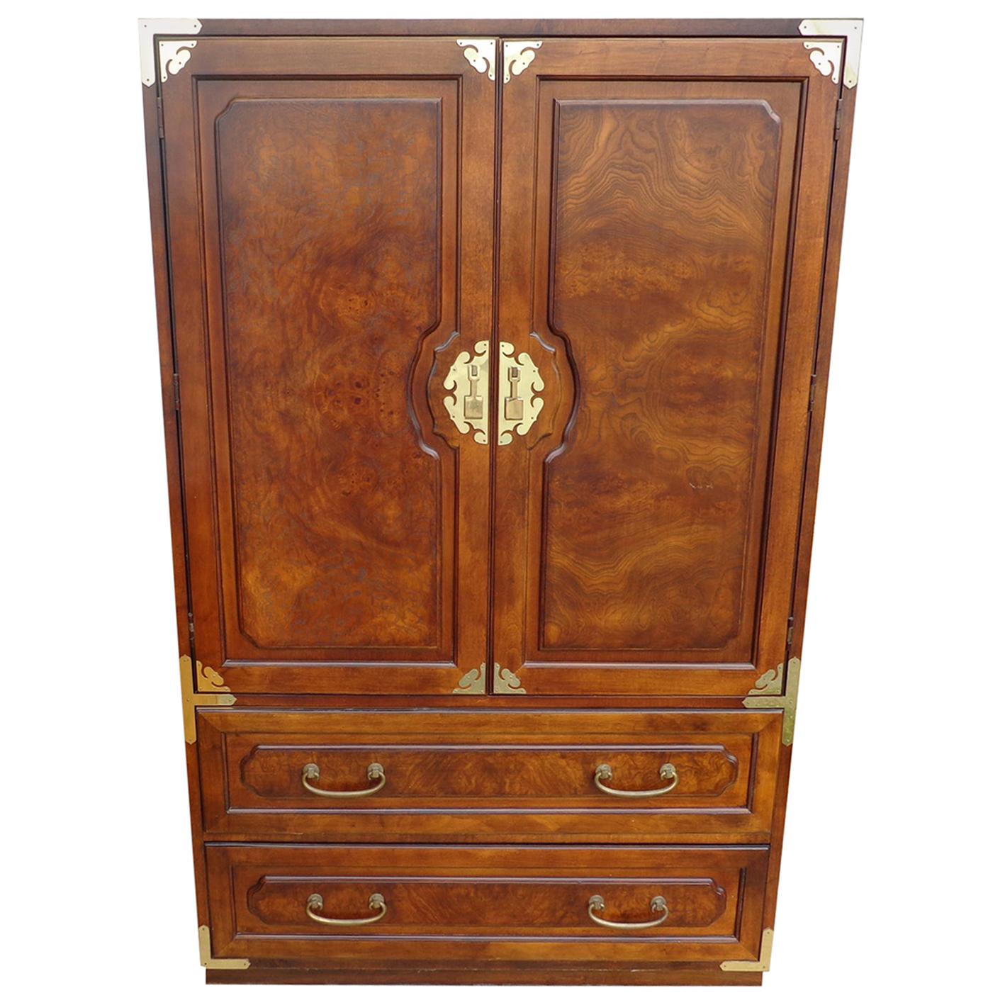 Midcentury Chin Hua Campaign Armoire by Bernhardt