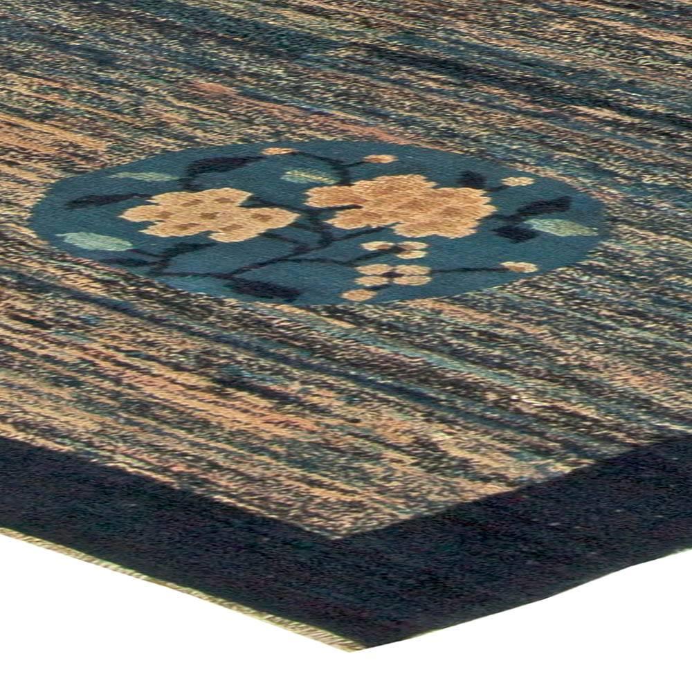 Doris Leslie Blau Vintage Chinese Art Deco Blue Handwoven Wool Rug In Good Condition For Sale In New York, NY