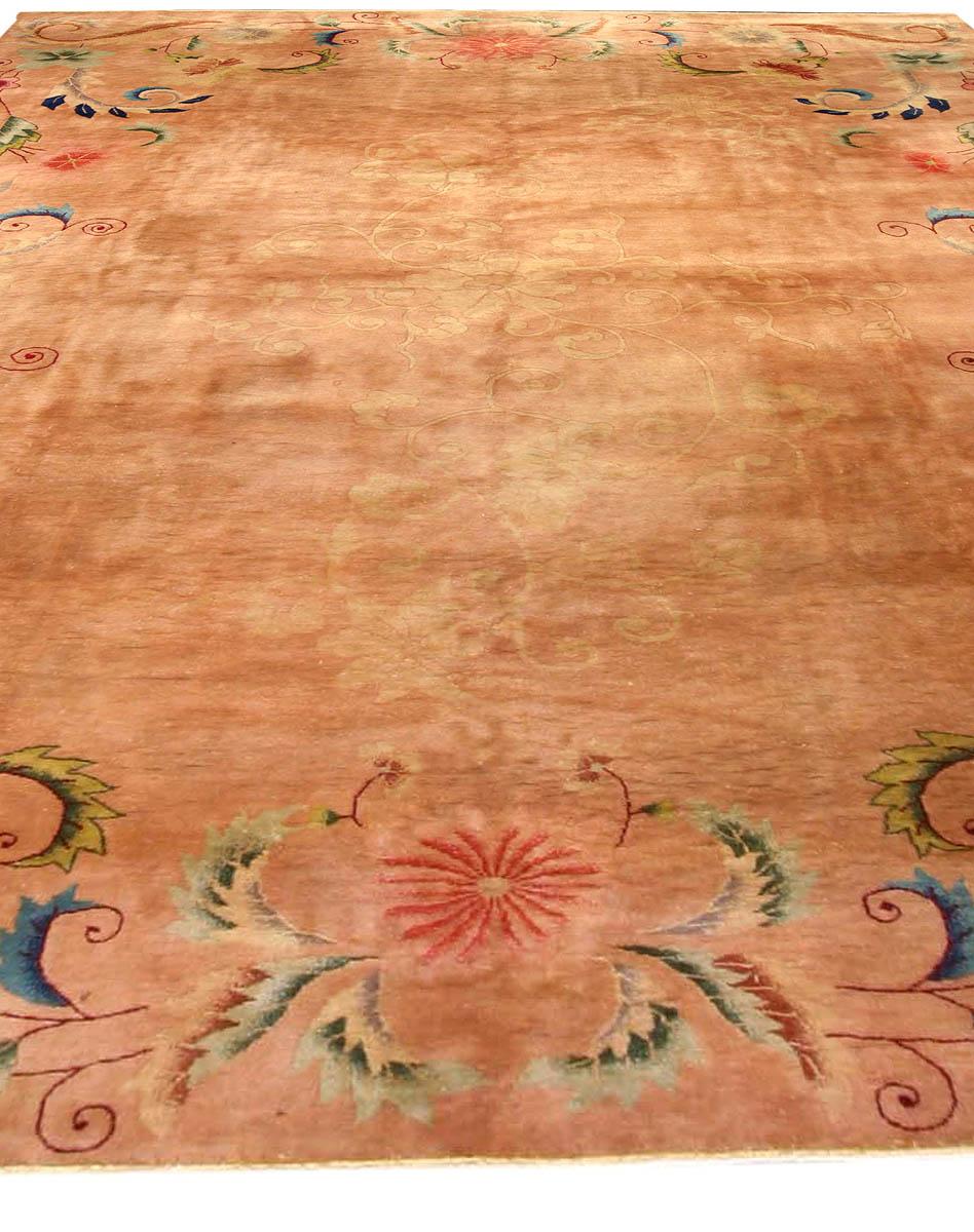 Chinesischer Art Deco Lotusblumen Design Handgefertigter Teppich
Größe: 8'10