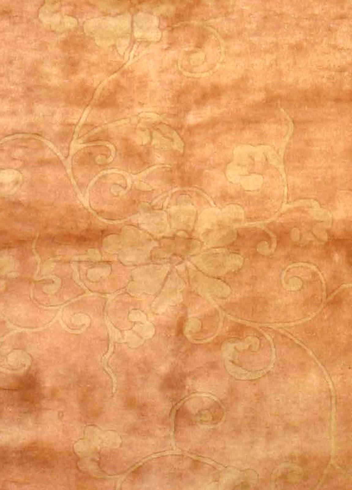 Chinesischer Art Deco Lotusblumen Design Handgefertigter Teppich (Art déco) im Angebot