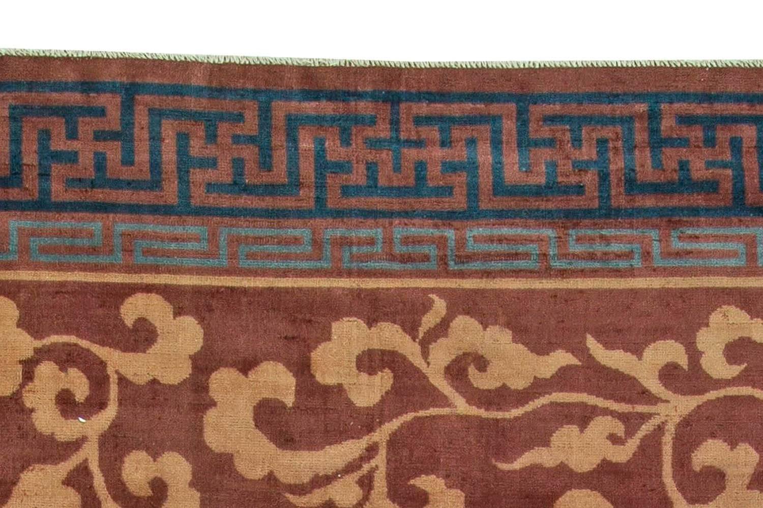 20th Century Doris Leslie Blau Collection Midcentury Chinese Art Deco Handmade Wool Rug