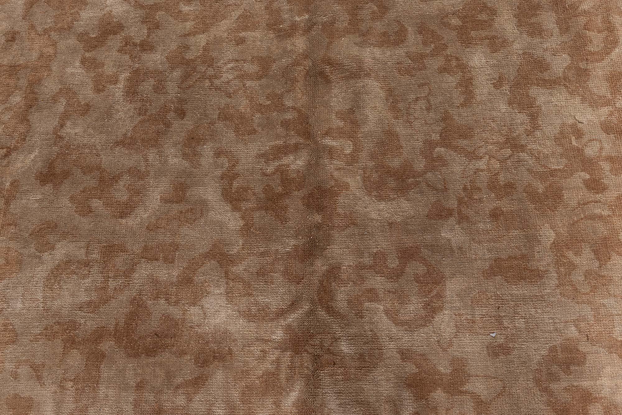 Midcentury Chinese brown handmade wool rug
Size: 10'10