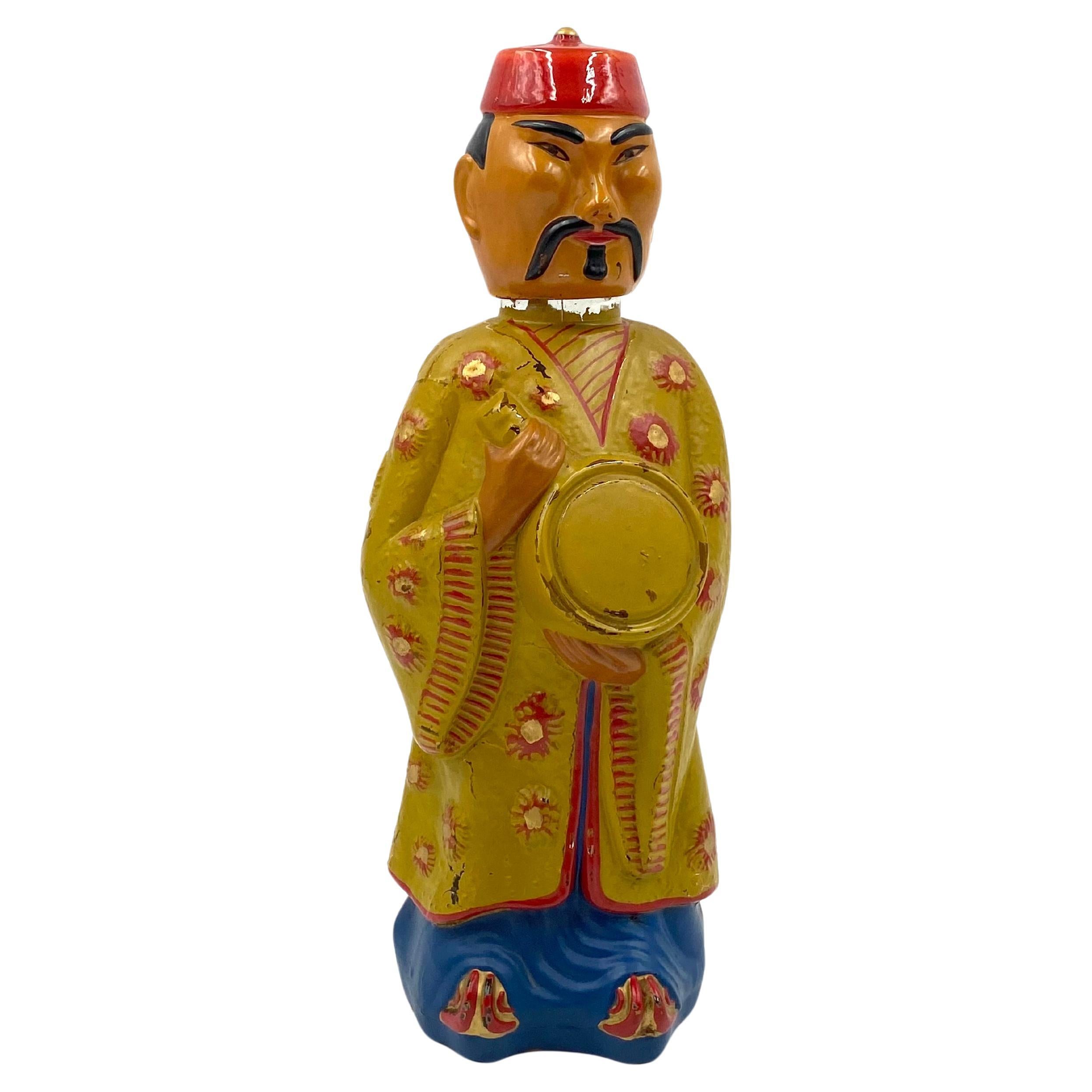 Midcentury Chinese figure bottle, Viarengo, Italy, 1950s For Sale