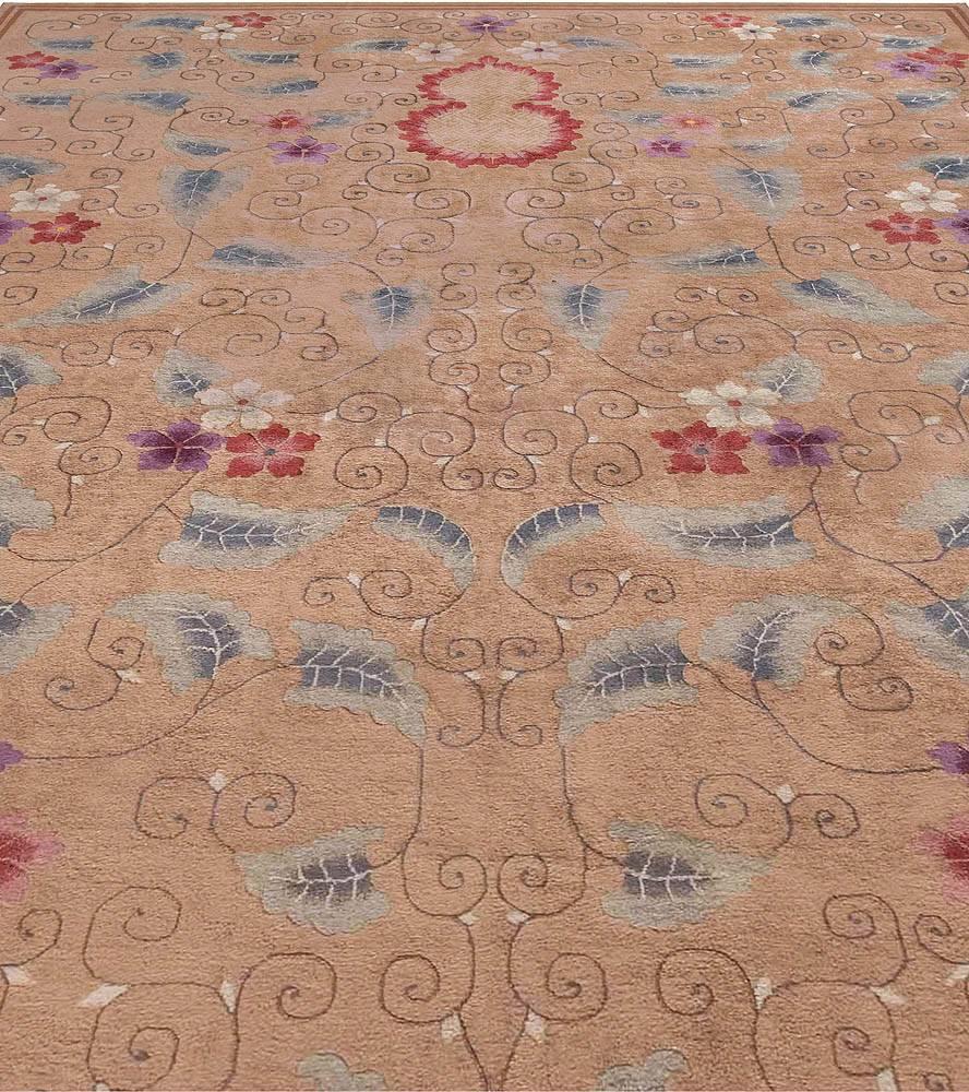Mid-Century Modern Midcentury Bold Floral Chinese Handmade Wool Rug For Sale
