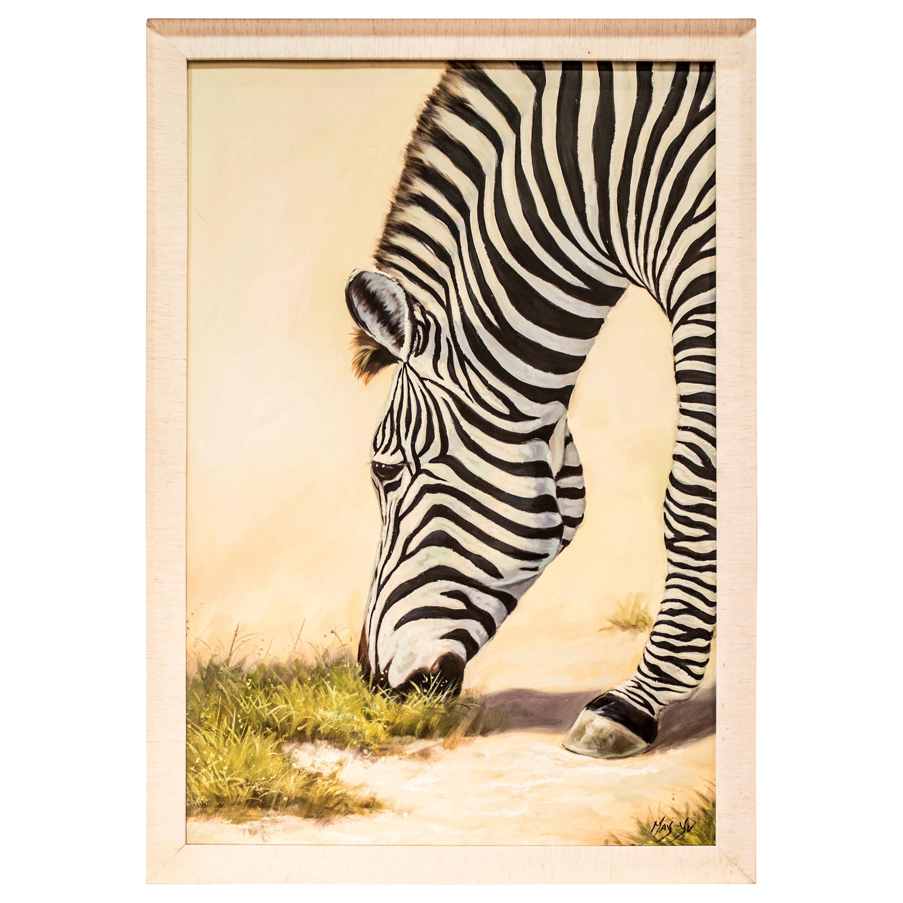 20th Chinese oil on canvas, Signed "Zebra" 