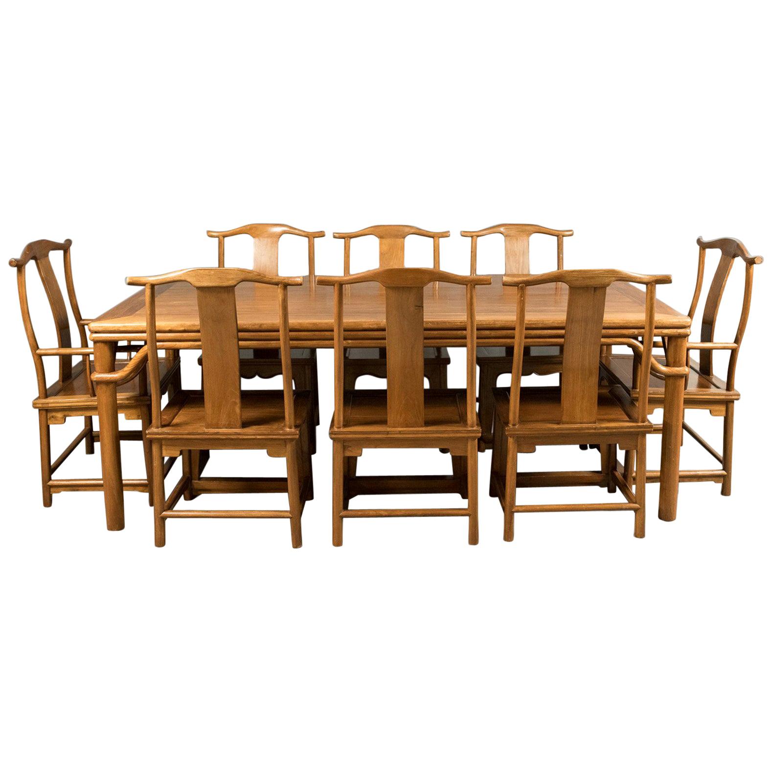 Midcentury Chinese Table and Eight Chairs in Traditional Taste For Sale