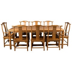 Midcentury Chinese Table and Eight Chairs in Traditional Taste