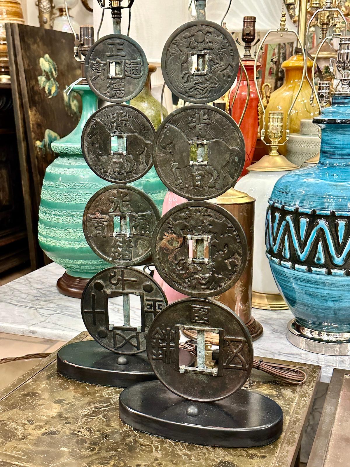 Bronze Lampes de table chinoises du milieu du siècle en vente