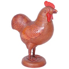 Midcentury Chinese Wicker and Rattan Rooster