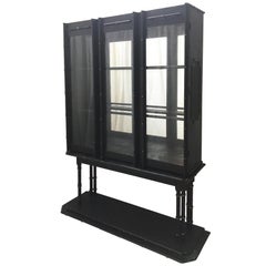 Midcentury Chinoiserie Bamboo Platform Display Cabinet