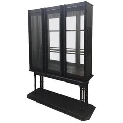 Midcentury Chinoiserie Bamboo Platform Display Cabinet