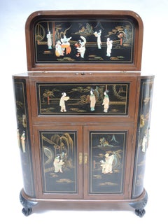 Midcentury Chinoiserie Decorated Bar- Buffet Cabinet