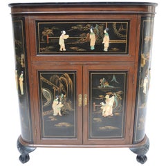 Retro Midcentury Chinoiserie Decorated Bar- Buffet Cabinet