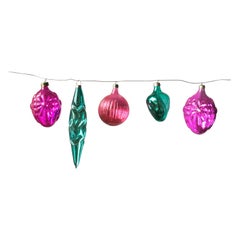 Midcentury Christmas Ornaments, Set of 5