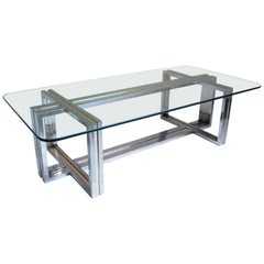 Midcentury Chrome and Brass Coffee Table in the Manner of Romeo Rega, 1970s