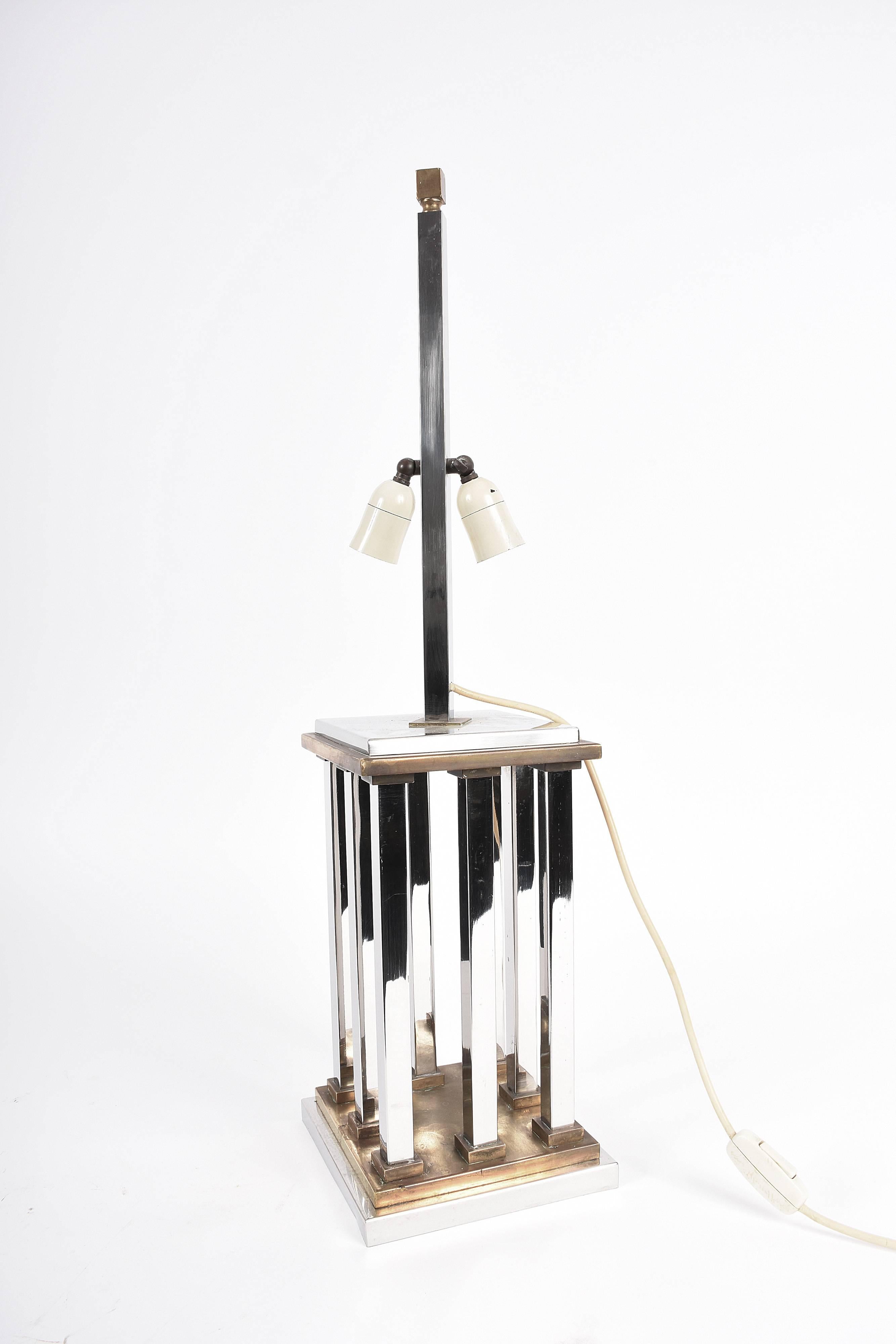 Midcentury Chrome and Brass Italian Table Lamp after Romeo Rega, 1970s 11