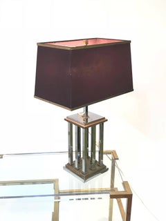 Midcentury Chrome and Brass Italian Table Lamp after Romeo Rega, 1970s