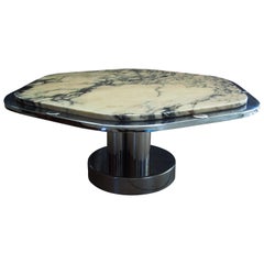 Midcentury Chrome and Carrara Marble Coffee Table, France, 1968