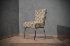 MidCentury Chrome and Geometric Velvet Side Chair, 1950