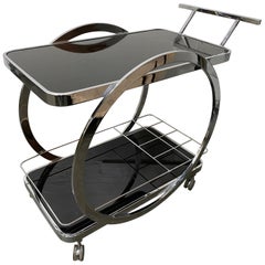 Midcentury Chrome and Glass Bar Cart