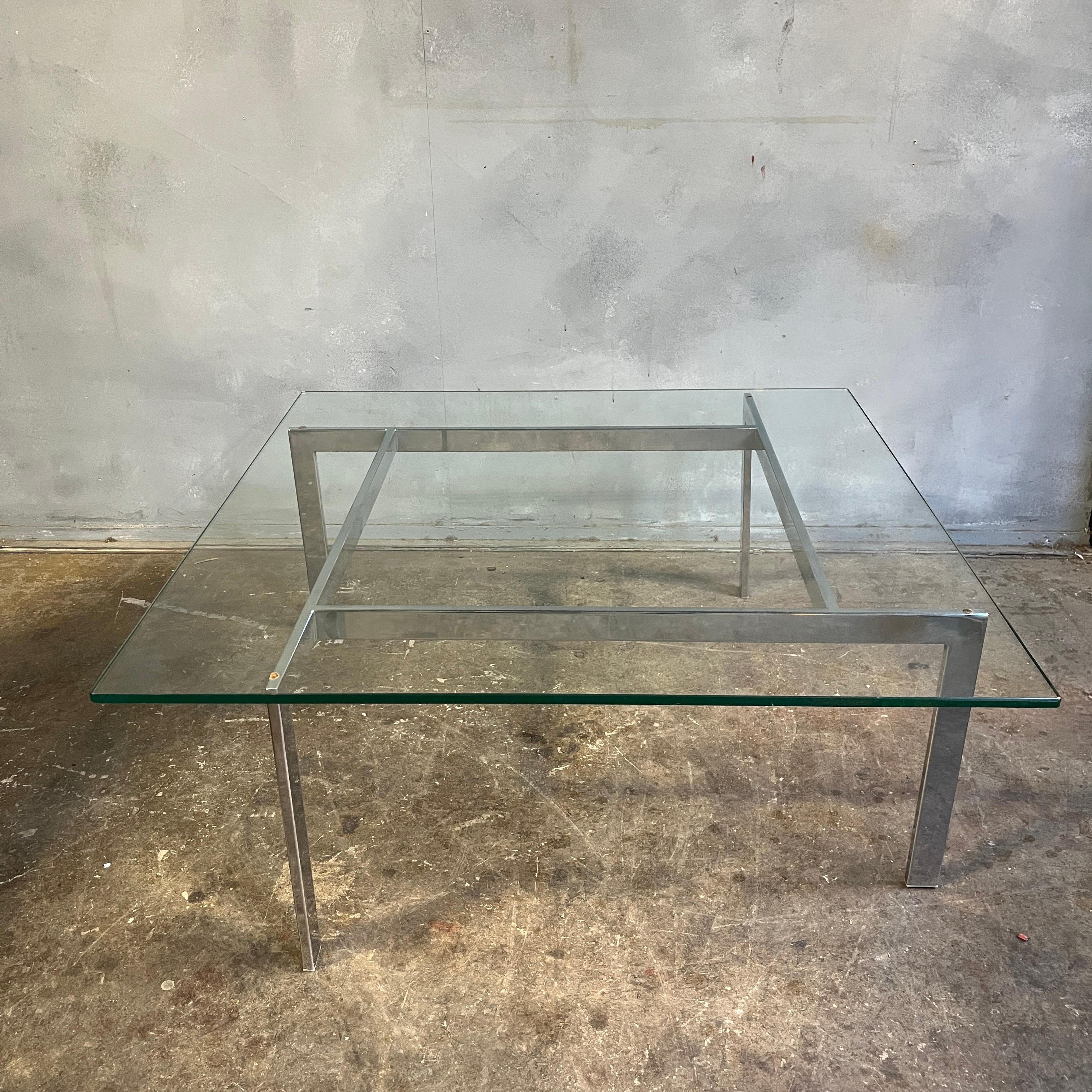Mid-Century Modern Midcentury Chrome and Glass Coffee Table Kjærholm Style For Sale