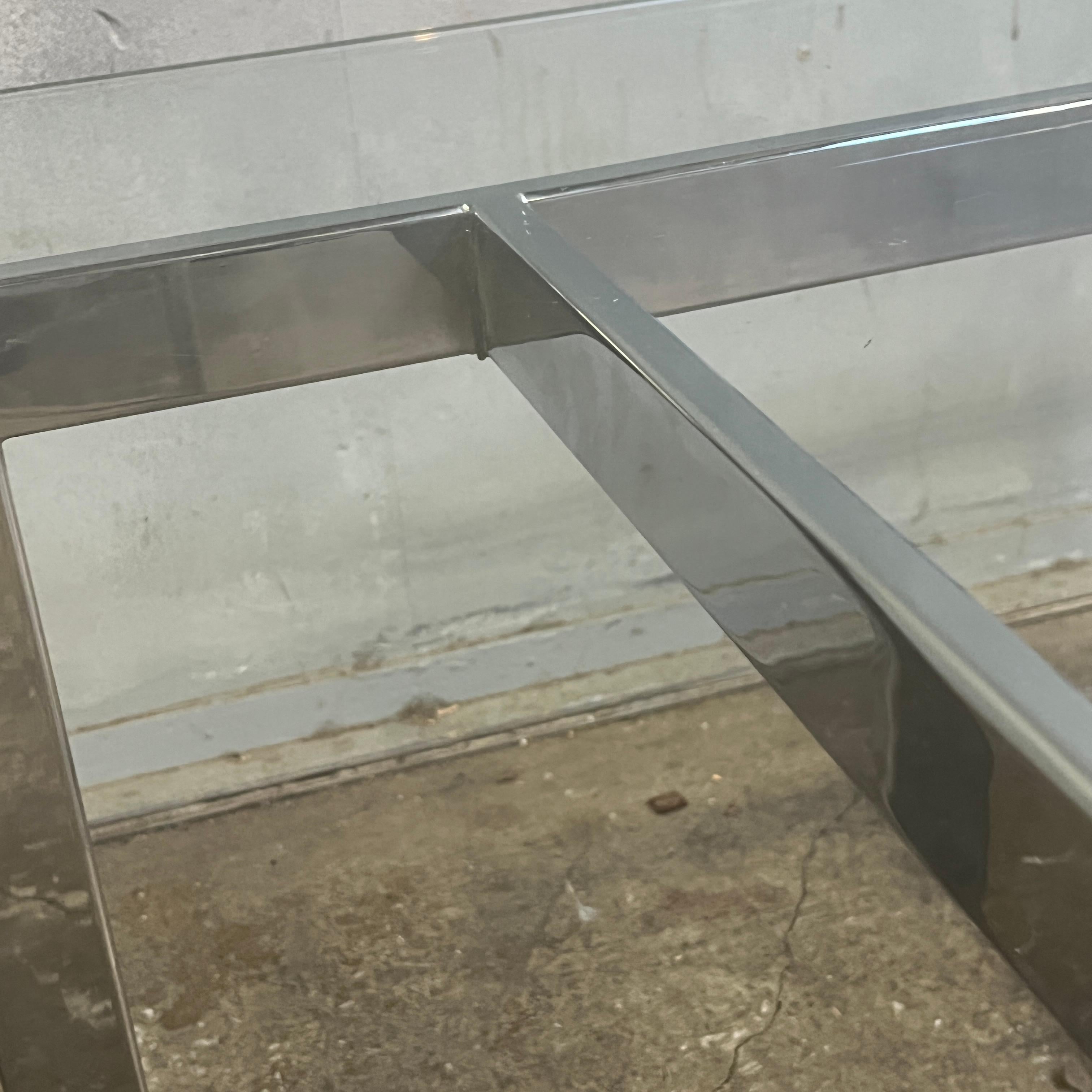 20th Century Midcentury Chrome and Glass Coffee Table Kjærholm Style For Sale