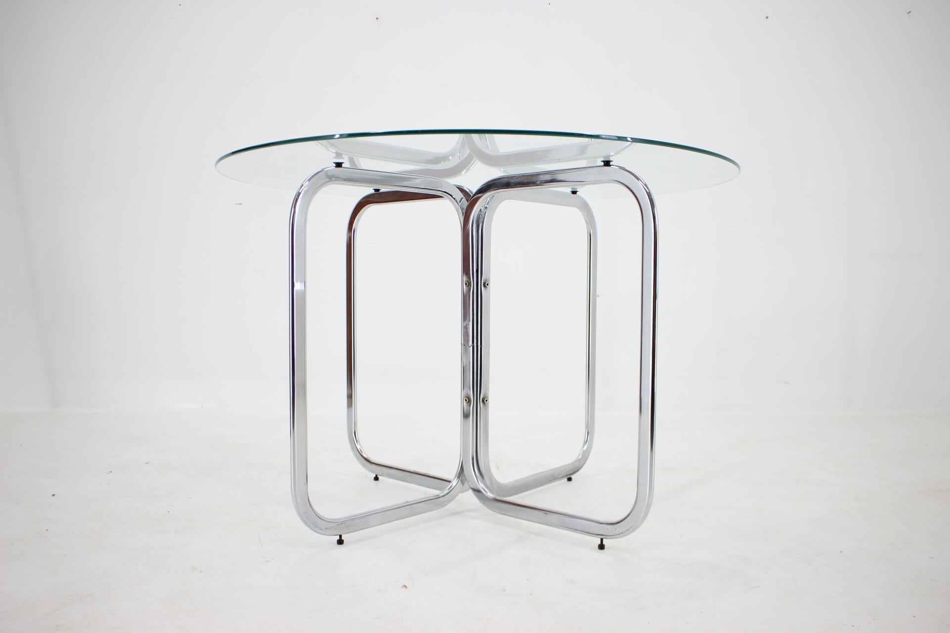 italien Table de salle à manger en chrome et verre du milieu du siècle dernier de Gastone Rinaldi, Italie, 1970 en vente